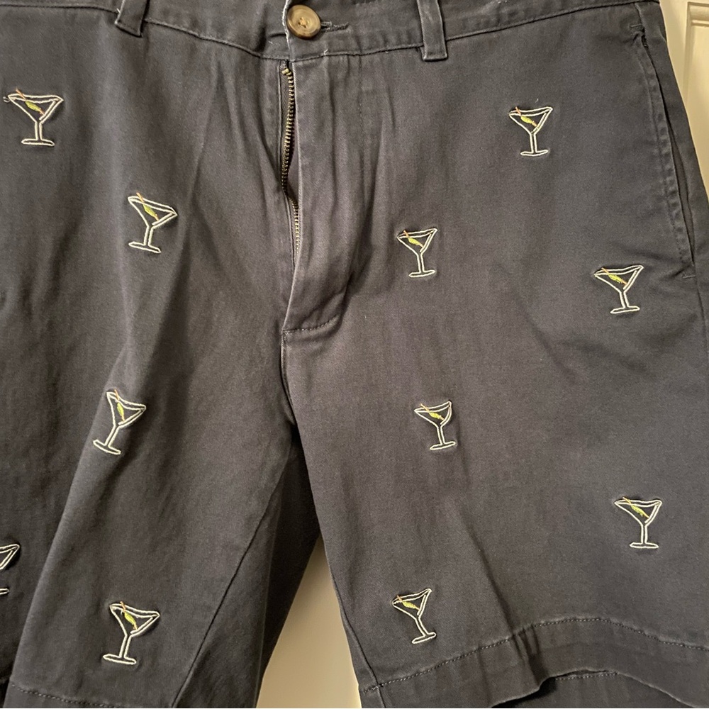 Men's Black Embroidered Shorts